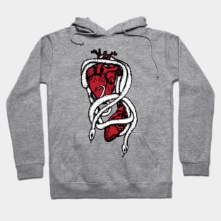 Black, White, and Red Snakes with Anatomical Hearts Hoodie